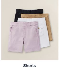 An image of 4 pairs of shorts in a variety of colors. Shop shorts.