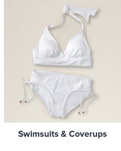 An image of a white swimsuit. Shop swimsuits and coverups.