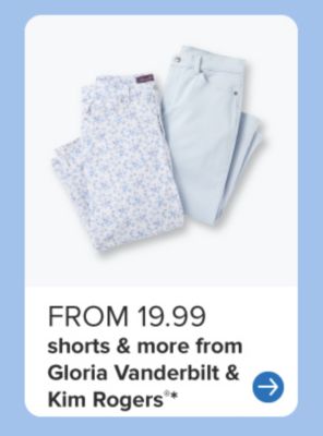Two pairs of women's pants. From 19.99 shorts and more from Gloria Vanderbilt and Kim Rogers.