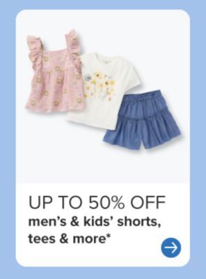 Two girls tops and a pair of shorts. Up to 50% off men's and kids' shorts, tees and more.