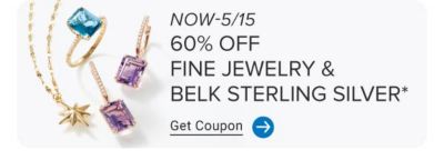 A star necklace, purple gemstone earrings and a blue gemstone ring. 60% off fine jewelry and Belk Sterling Silver. Get coupon.