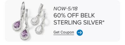 A star necklace, purple gemstone earrings and a blue gemstone ring. 60% off fine jewelry and Belk Sterling Silver. Get coupon.