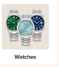 Three silver watches with green, light blue and royal blue faces. Shop watches.