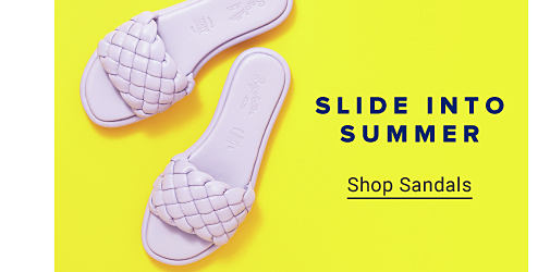 Image of lavender braided slides sandals. Slide into summer. Shop sandals.