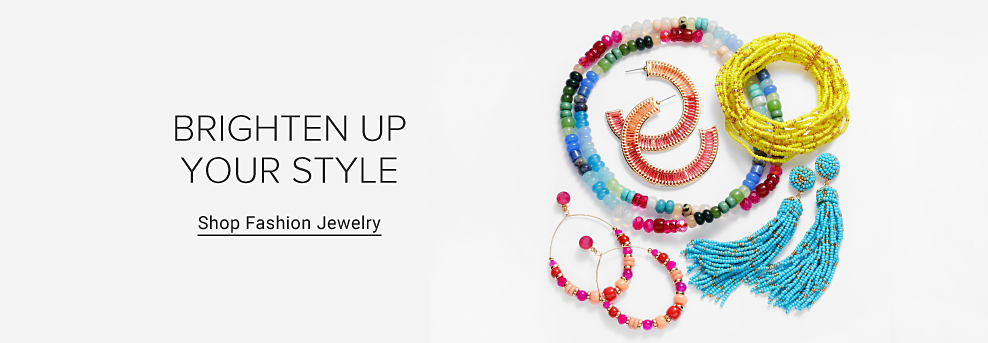 An image of a variety of colorful beaded jewelry. Brighten up your style. Shop fashion jewelry.