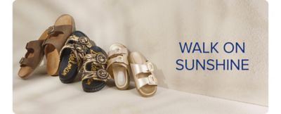 Image of various sandals. Walk on sunshine.