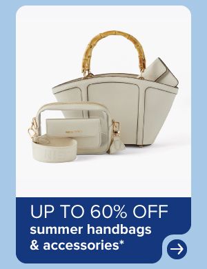 Image of two handbags. Up to 60% off summer handbags and accessories.