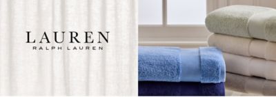 Stacks of towels in a variety of colors. Lauren Ralph Lauren.
