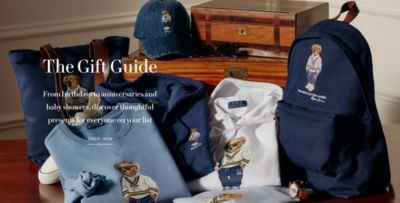 A variety of Ralph Lauren clothing and merchandise featuring the brand's Polo Bear. The Gift Guide. From birthdays to anniversaries and baby showers, discover thoughtful presents for everyone on your list. Shop now.