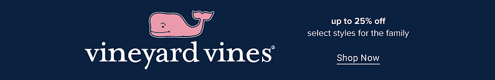 The Vineyard Vines logo. Up to 25% off select styles for the family. Shop now.