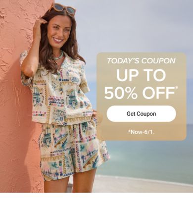 Today's coupon, up to 50% off. Get coupon. Now through June 01.