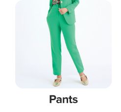 Image of a woman wearing dress pants. Pants.