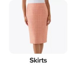 Image of a woman wearing a knee length skirt.