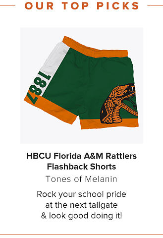 HBCU Florida A&M Rattlers Flashback Shorts Tones of Melanin Rock your school pride at the next tailgate & look good doing it! 