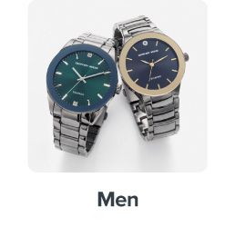 An image of two watches. Shop men.