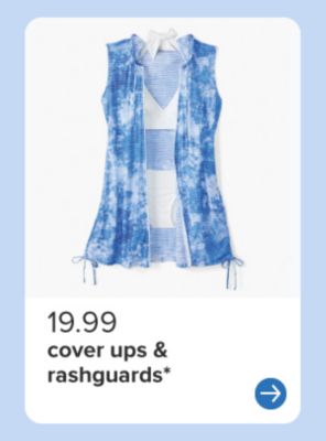 A blue women's cover up. 19.99 cover ups and rashguards.