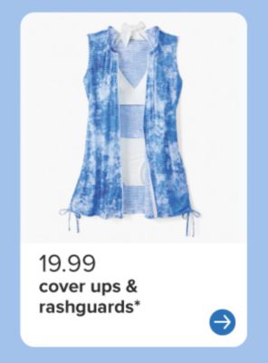 A blue women's cover up. 19.99 cover ups and rashguards.