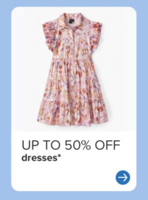 A pink floral dress. Up to 50% off dresses.