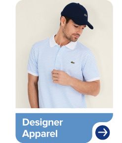 An image of a man wearing a polo and hat. Designer apparel.