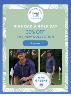 Craig Conover wears the hat and polo he designed for the Sewing Down South and Crown and Ivy collaboration. Give Dad a golf day. 30% off the new collection. Shop now. To the greens!