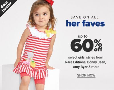 Doorbuster - Save on all her faves - Up to 60% off select girls' styles from Rare Editions, Bonny Jean, Amy Byer & more. Shop Now.