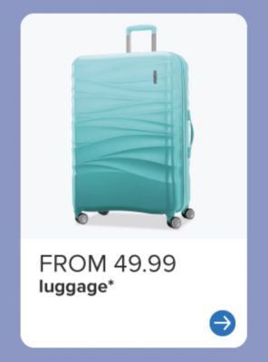 From 49.99 luggage. Teal hard-shell suitcase.