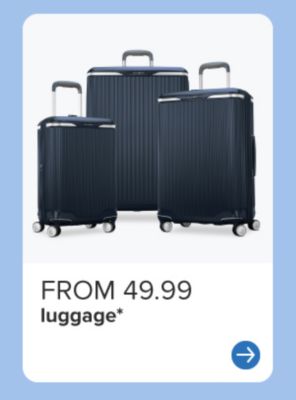 From 49.99 luggage. Navy hard-shell luggage set.