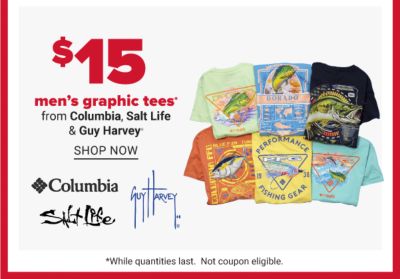 Daily Deals - $15 men's graphic tees from Columbia, Salt Life & Guy Harvey. Shop Now.