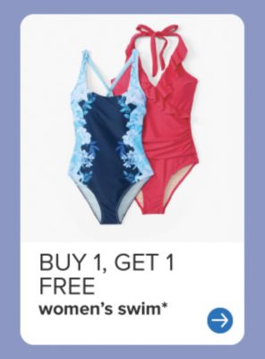 Two women's one piece bathing suits. Buy 1, Get 1 free women's swim.