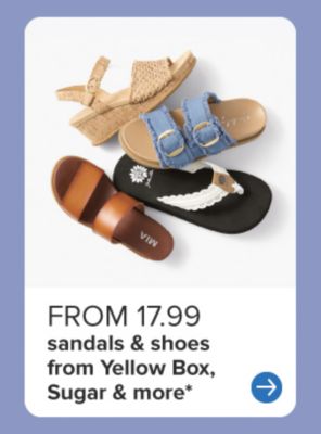 Four different individual sandals. From 17.99 sandals & shoes from Yellow Box, Sugar & more.