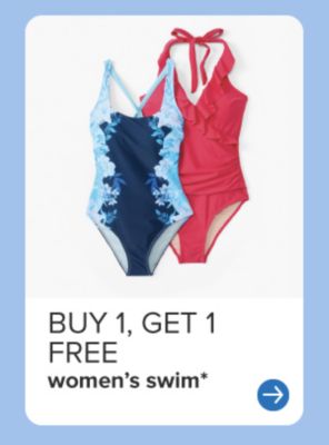 Two women's one piece bathing suits. Buy 1, Get 1 free women's swim.