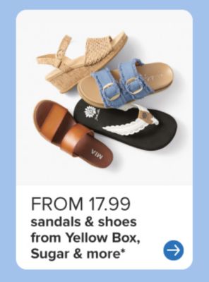 Four different individual sandals. From 17.99 sandals & shoes from Yellow Box, Sugar & more.