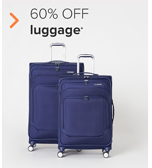 Two blue rolling suitcases. 60% off luggage. 