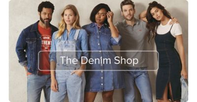 A group of men and women in denim. The Denim Shop.