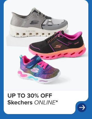 Three different styles of Skechers shoes. Up to 30% off Skechers Online.