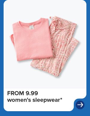 A pink top and pants. From 9.99 women's sleepwear.