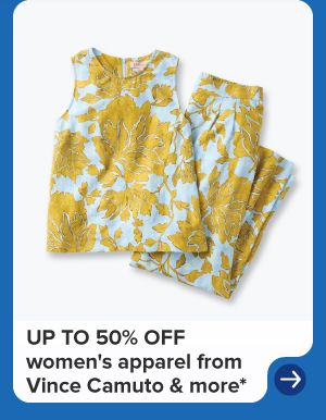 A yellow and white matching set. Up to 50% off women's apparel from Vince Camuto and more.