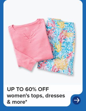 A pink top and floral shorts. Up to 60% off women's tops, dresses and more.