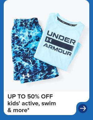 A matching tee and swim trunks from Under Armour. Up to 50% off kids' active, swim and more.