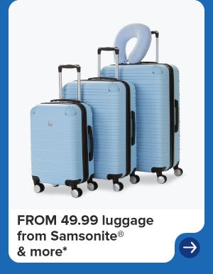 Three blue suitcases. From 49.99 luggage from Samsonite and more.