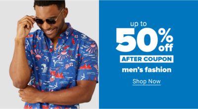 Up to 55% off men's fashion after coupon. Shop Now.