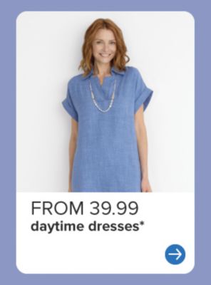 An image of a woman in a blue dress. From 39.99 daytime dresses.
