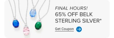 Pendants in blue, pink and green. Final hours. 65% off Belk Sterling Silver. Get coupon.