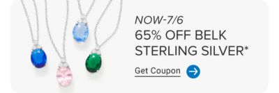 Pendants in blue, pink and green. Now through July 6. 65% off Belk Sterling Silver. Get coupon.