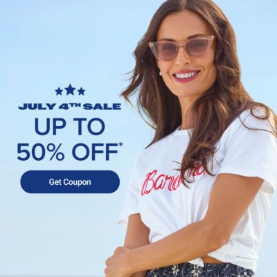 July fourth sale. Up to 50% off. Get coupon.