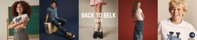 Kids in various back to school styles. Back to Belk 2025.