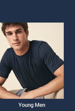 A young male in a navy shirt. Young men.