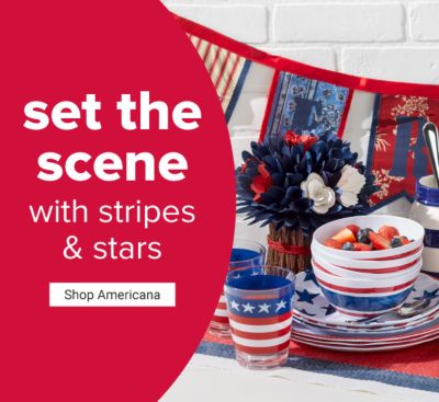Set the scene with stripes & stars. Shop Happy Home.