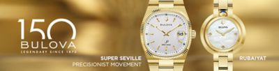 150 Bulova. Legendary since 1875. Two watches. Super Seville. Precisionist movement. Rubaiyat.