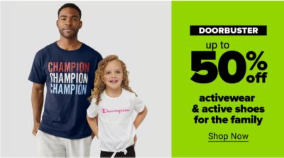 Doorbuster - Up to 50% off activewear for the family. Shop Now.